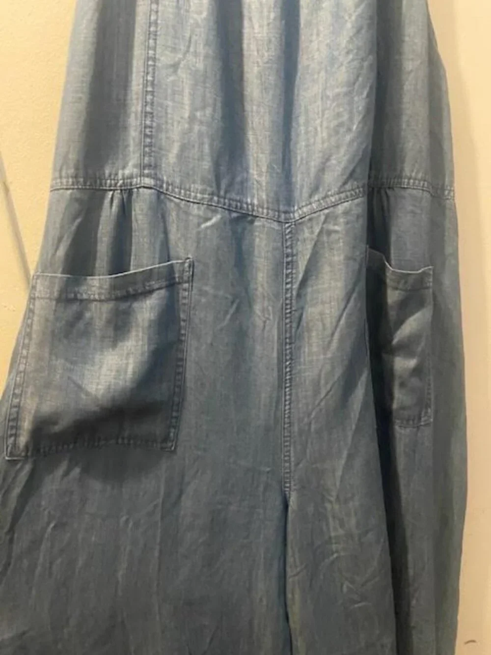 Natural Life Chambray Wide Leg Jumpsuit Size Large Boho Pockets - Picture 4 of 9